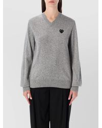 COMME DES GARÇONS PLAY - Crystal Embellished Wool V Neck Sweater - Lyst