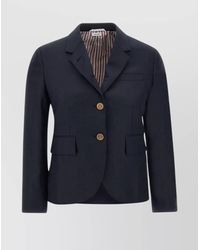Thom Browne - Wool Single-Breasted Cropped Blazer - Lyst