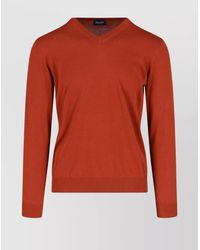 Drumohr - Ribbed V-Neck Sweater With Long Sleeves - Lyst