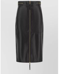 Elisabetta Franchi - Leather High-Rise Midi Pencil Skirt - Lyst