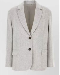Brunello Cucinelli - Single Breasted Wool Blazer Notch Lapel - Lyst