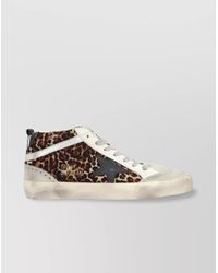 Golden Goose - Leather Leopard-Print High-Top Sneakers - Lyst