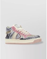 Philippe Model - Sequin Mid-Top Round Toe Rubber Sole Sneakers - Lyst