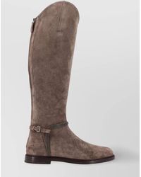 Brunello Cucinelli - Suede Boots With Monili Detail - Lyst