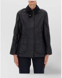Barbour - Collared Long Sleeve Coat And Pockets - Lyst