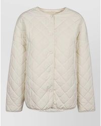 Sandbeige - Nylon Quilted Jacket Mandarin Collar - Lyst