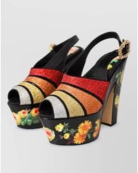 Dolce & Gabbana - Floral Crystal Platform Sandals - Lyst