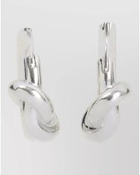 Celine - Hoop Earrings Brass Rhodium Plated Knot - Lyst