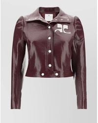 Courreges - Faux Leather Cropped Biker Jacket - Lyst