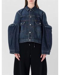 Sacai - Denim Jacket Long Sleeves Collared Neck Pockets - Lyst