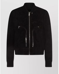 Rick Owens - Leather Jacket With High Collar And Ribbed Accents - Lyst