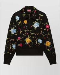 KENZO - Wildflower Embroidered Floral Half Zip Sweatshirt - Lyst