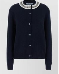 Prada - Cashmere Blend Crystal Embellished Collar Cardigan - Lyst