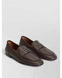 Dolce & Gabbana - Calfskin Loafers Almond Toe Flat Sole - Lyst