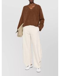 C.t. Plage - Ribbed V-Neck Wool Jumper - Lyst