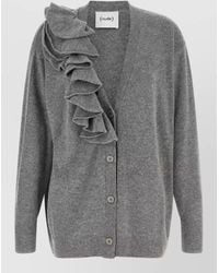 Nude - Cashmere-Blend Oversized Ribbed V-Neck Ruffle Cardigan - Lyst
