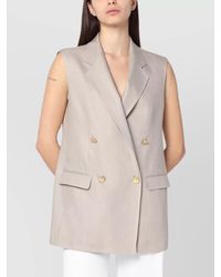 Tagliatore - Linen Double Breasted Sleeveless Vest - Lyst
