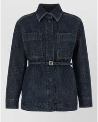 Fendi - Denim Belted Quilted Single-Breasted Coat - Lyst