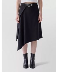 The Attico - Wool Asymmetric Wrap Midi Skirt - Lyst