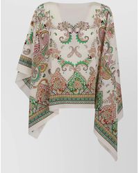 Etro - Draped Paisley Print Asymmetric Hem Top - Lyst