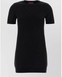 Gucci - Embellished Wool-Blend Ribbed Short-Sleeve Mini Dress - Lyst