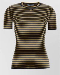 Prada - Embroidered Stretch Cotton T-Shirt - Lyst