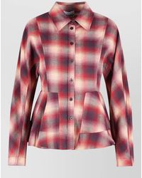 Ganni - Cotton Peplum Flannel Shirt - Lyst