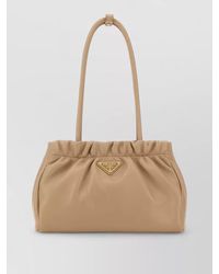 Prada - Nappa Leather Shoulder Bag Ruched Design - Lyst
