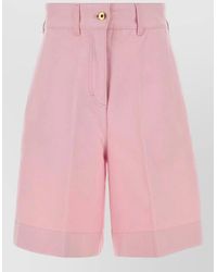 Patou - High Waist Pleated Bermuda Shorts Turn Up - Lyst