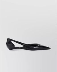 Prada - Pointed Toe Cut-Out Leather Ballerina - Lyst