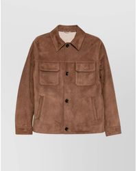 Lardini - Suede Jacket With Chest And Side Pockets - Lyst