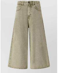 Pinko - Denim Knee-Length Wide-Leg Bermuda Shorts - Lyst