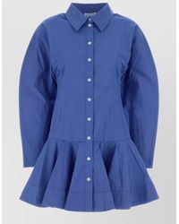 Ganni - Organic Cotton Long-Sleeve Mini Shirt Dress - Lyst