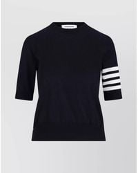 Thom Browne - Wool 4-Bar Short-Sleeve Crewneck Knit Top - Lyst