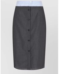 Prada - High Waisted Skirt Knee Length Contrast Waistband - Lyst