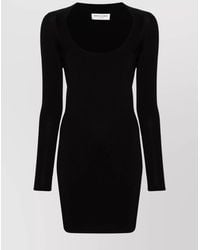 Saint Laurent - Ribbed Fine-Knit Scoop-Neck Mini Dress - Lyst