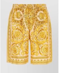 Versace - Baroque Print Silk Bermuda Shorts - Lyst