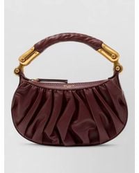 Balmain - Mini Shoulder Bag Leather Top Handle Ruched - Lyst