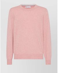 Brunello Cucinelli - Soft Cashmere Crewneck Sweater With Ribbed Cuffs And Hem - Lyst
