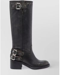 Chloé - High Leather Block Heel Ankle Boots - Lyst