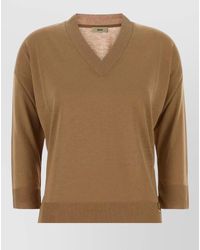 Herno - Lyocell Blend V Neck Ribbed Top - Lyst
