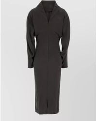 Giorgio Armani - Stretch Crepe Dress V Neck Long Sleeves - Lyst