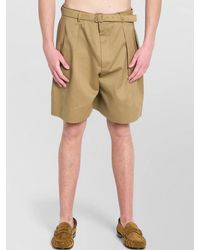 Saint Laurent - Cotton Drill Bermuda Shorts Belt - Lyst