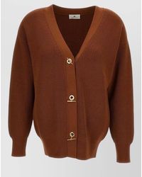 Elisabetta Franchi - Ribbed V-Neck Cardigan - Lyst