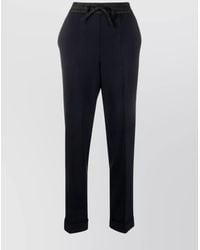 P.A.R.O.S.H. - Wool Blend Straight-Leg Trousers With Cuffed Hem - Lyst