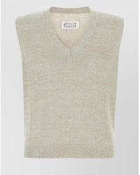 Maison Margiela - Mélange Bouclé Knit V-Neck Vest - Lyst