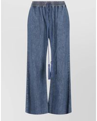 Valentino - Denim Wide-Leg Trousers - Lyst