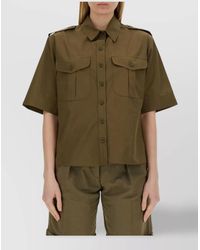 Aspesi - Cotton Shirt With Pockets And Epaulettes - Lyst