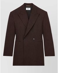 Saint Laurent - Wool Double-Breasted Pinstripe Suit Jacket - Lyst