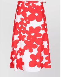 Marni - Floral Print A-Line Skirt With Belted Waist - Lyst